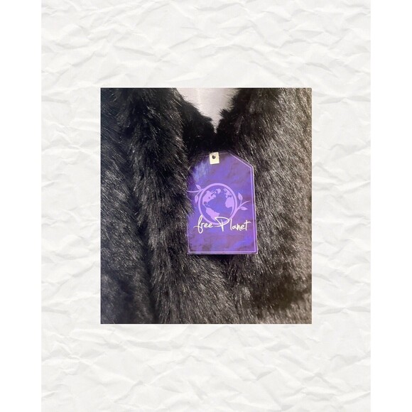 FREE PLANET Faux Fur Vest Black Size Medium NWT - Picture 5 of 11
